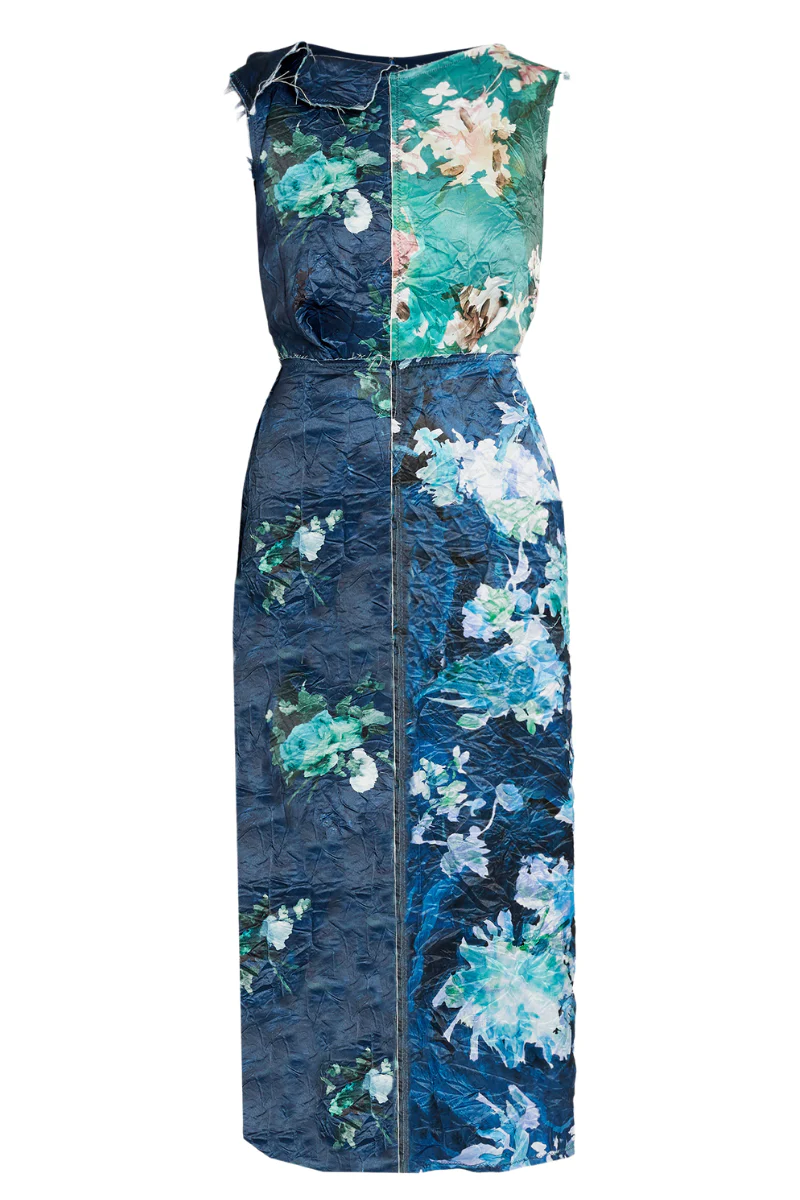 Floral Print Textured Midi Dress
