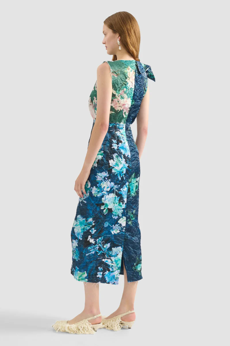 Floral Print Textured Midi Dress - Image 4