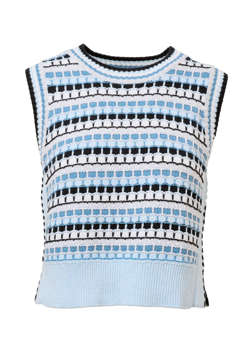 Geo Stitch Sleeveless Crew
