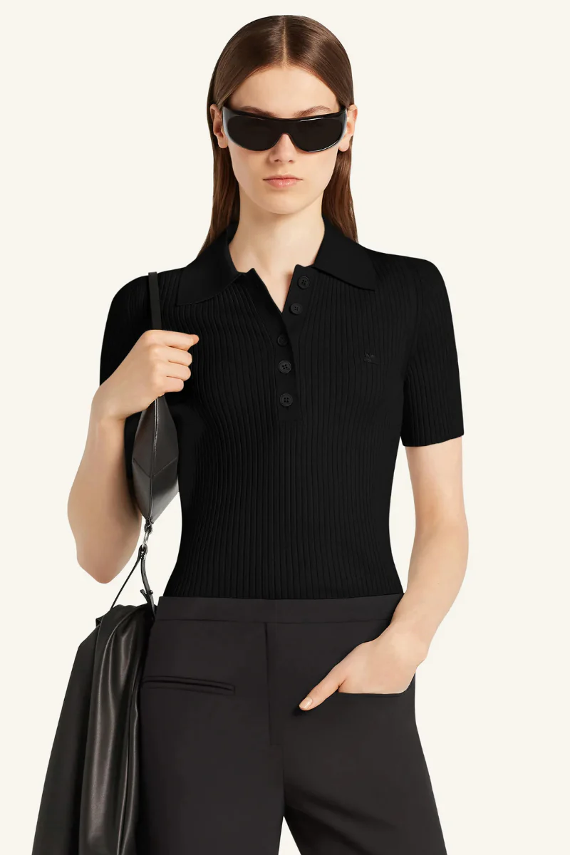 Iconic Rib Knit Polo Shirt - Image 2