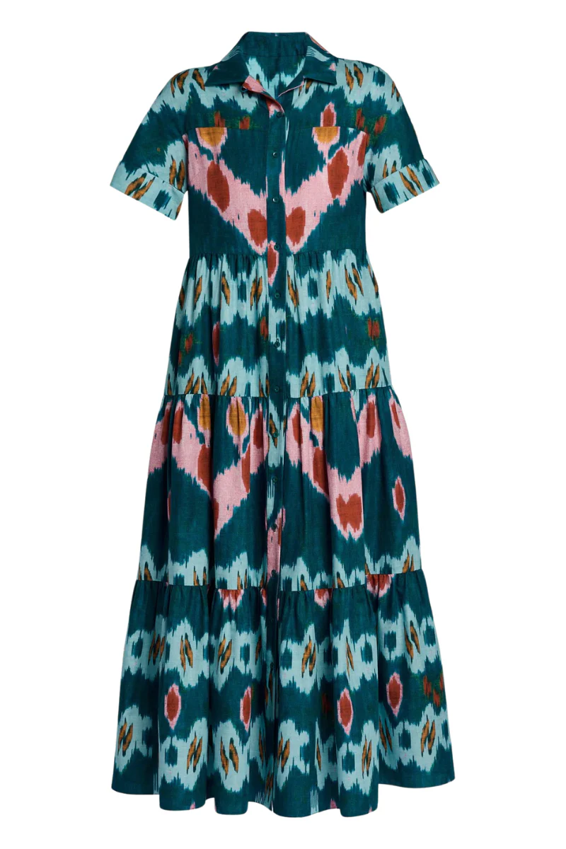 Ikat Print Shirt Dress