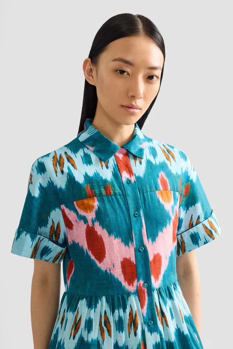 Ikat Print Shirt Dress - Image 4