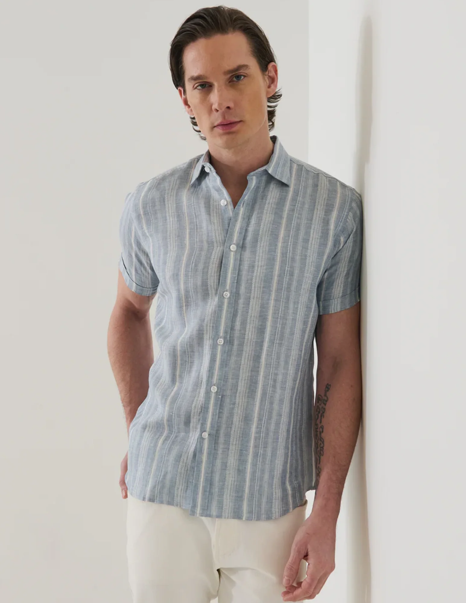 Jacquard Stripe Linen Shirt - Image 2