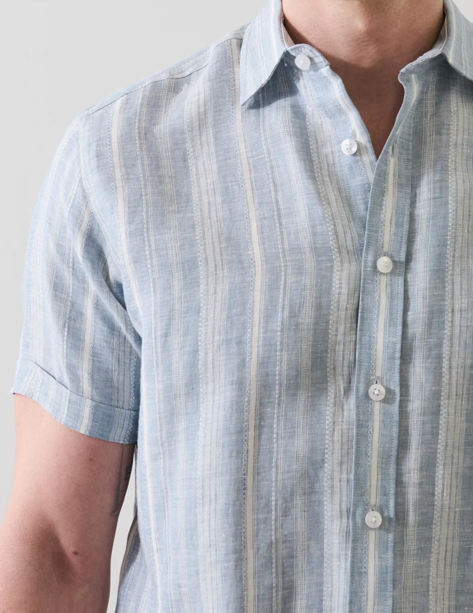 Jacquard Stripe Linen Shirt - Image 3
