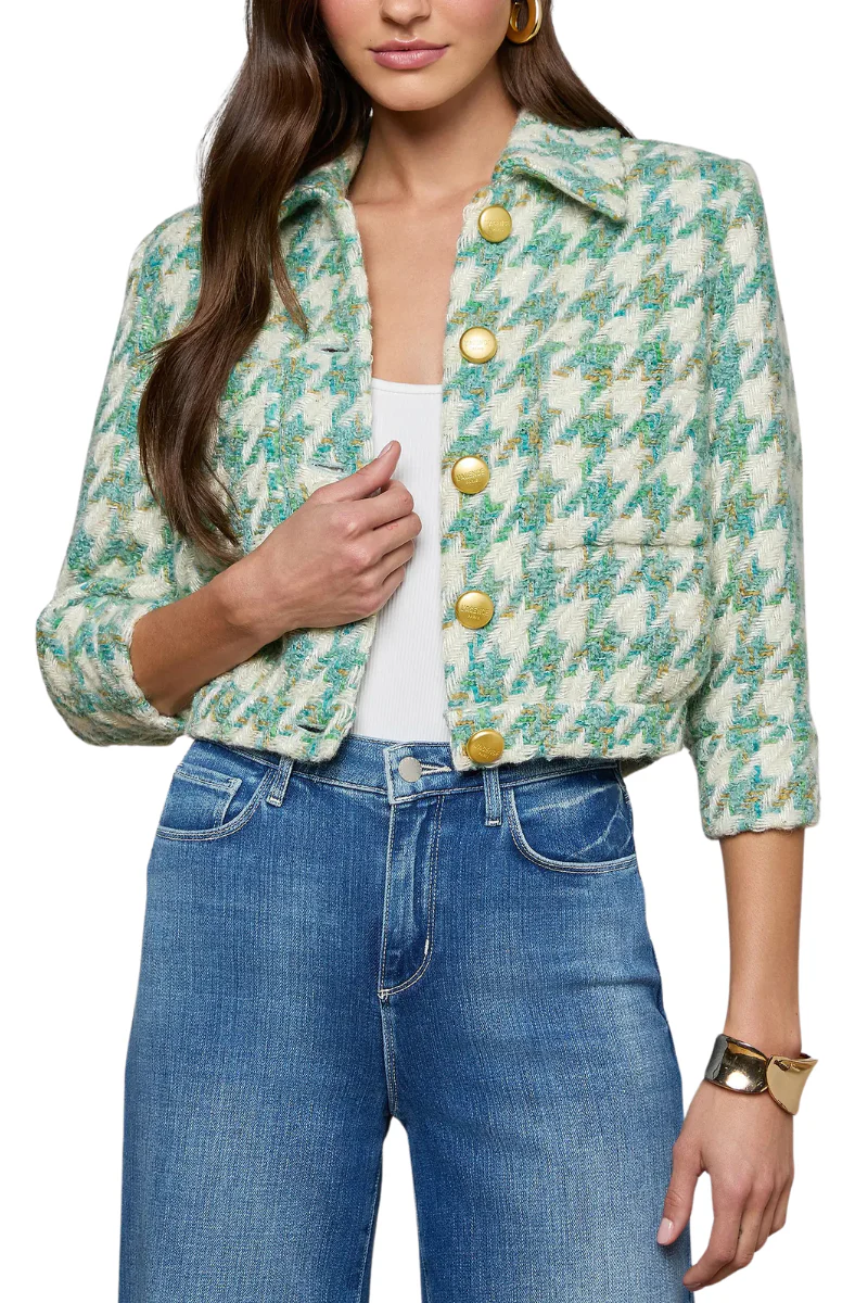 Jia Houndstooth Tweed Jacket