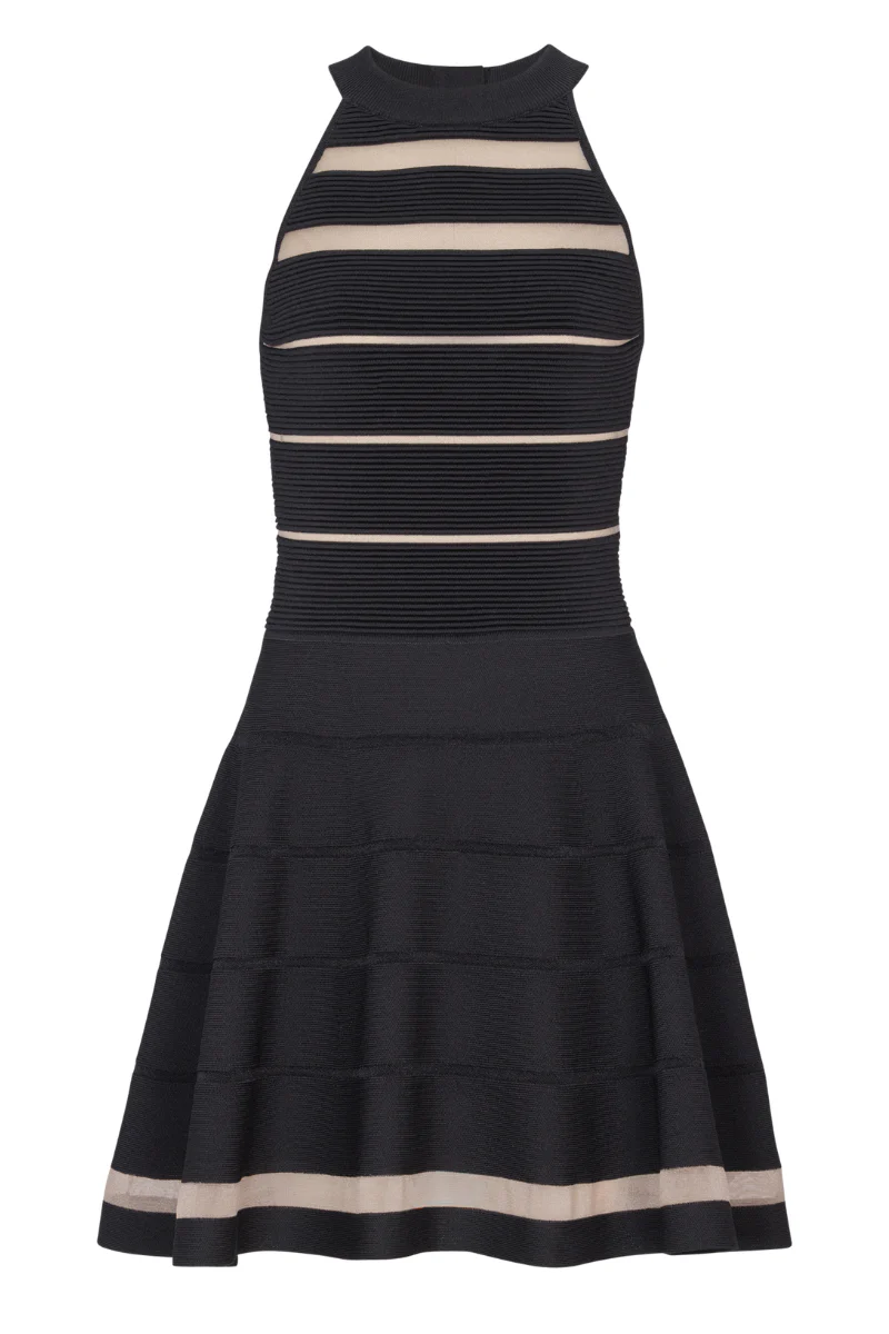 Knit Stripes Fit & Flare Dress