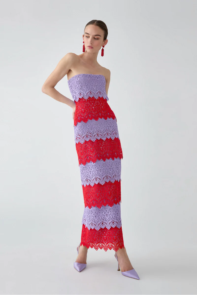 Lace Trim Strapless Dress - Image 2