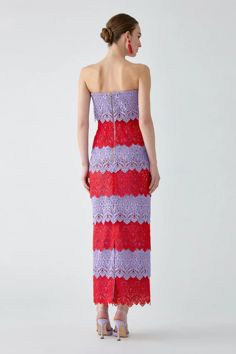 Lace Trim Strapless Dress - Image 3