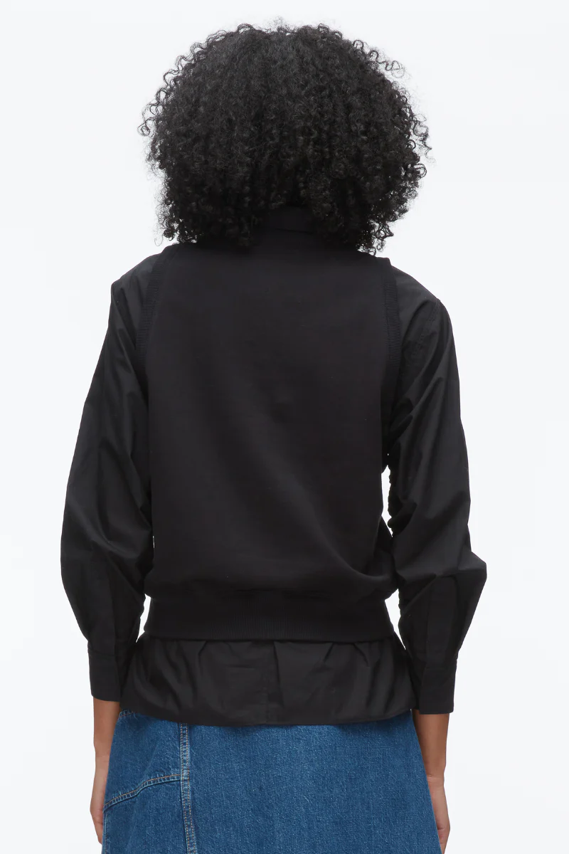 Layered Vest Ruched Sleeve Shirt - Image 4