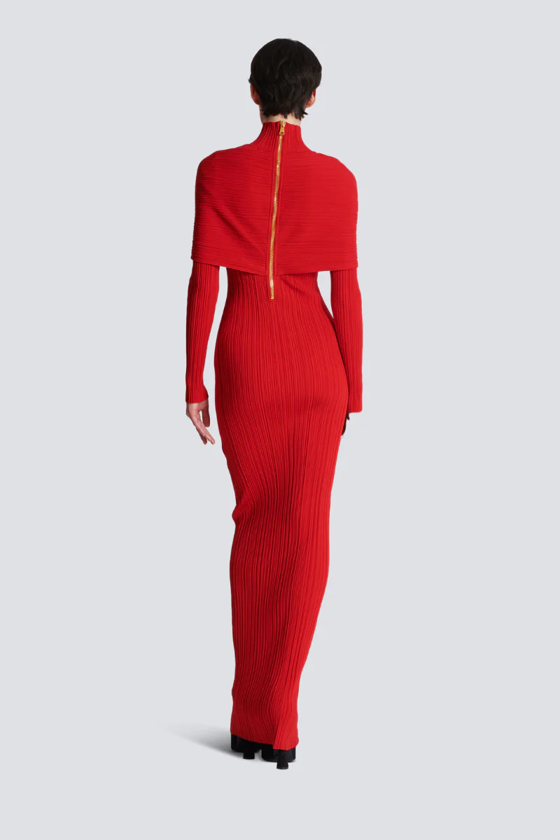 Long Pleated Knit Dress - Image 4