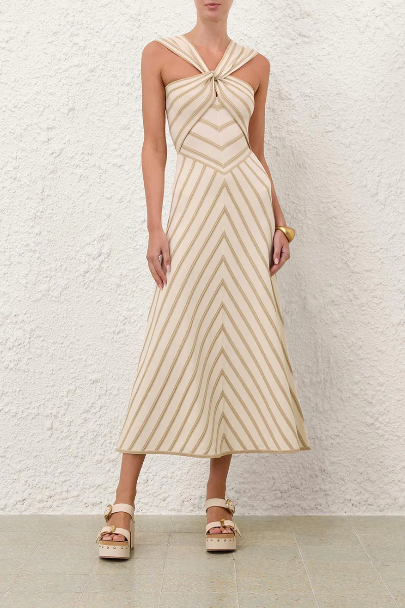 Luna Metallic Halter Dress - Image 2