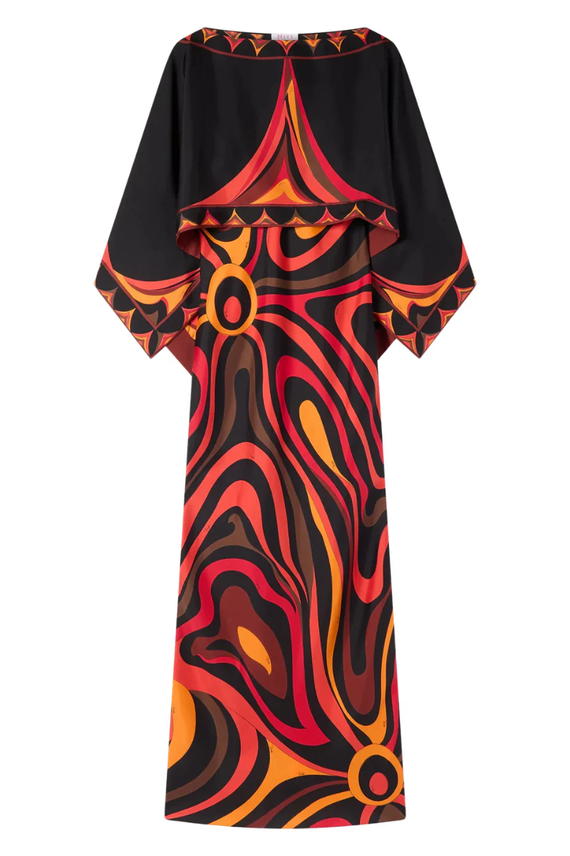 Marmo Print Cape Dress