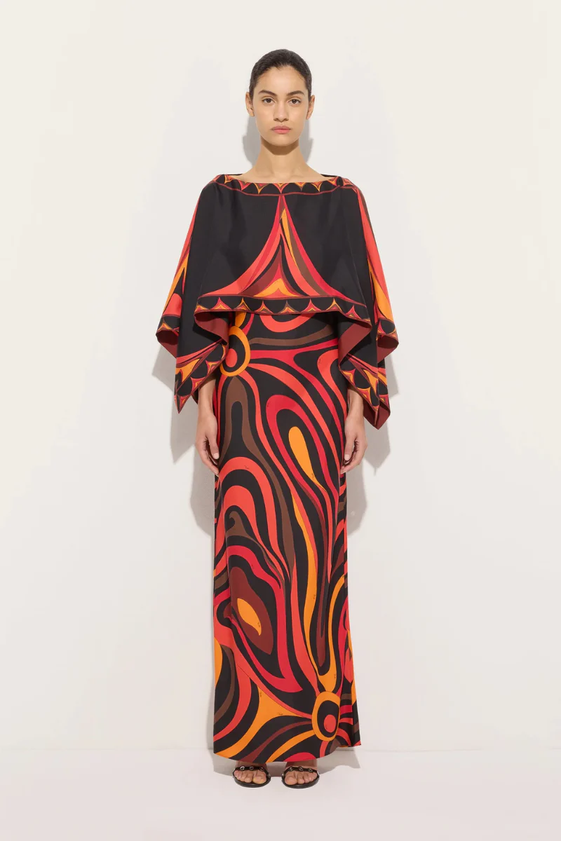 Marmo Print Cape Dress - Image 2