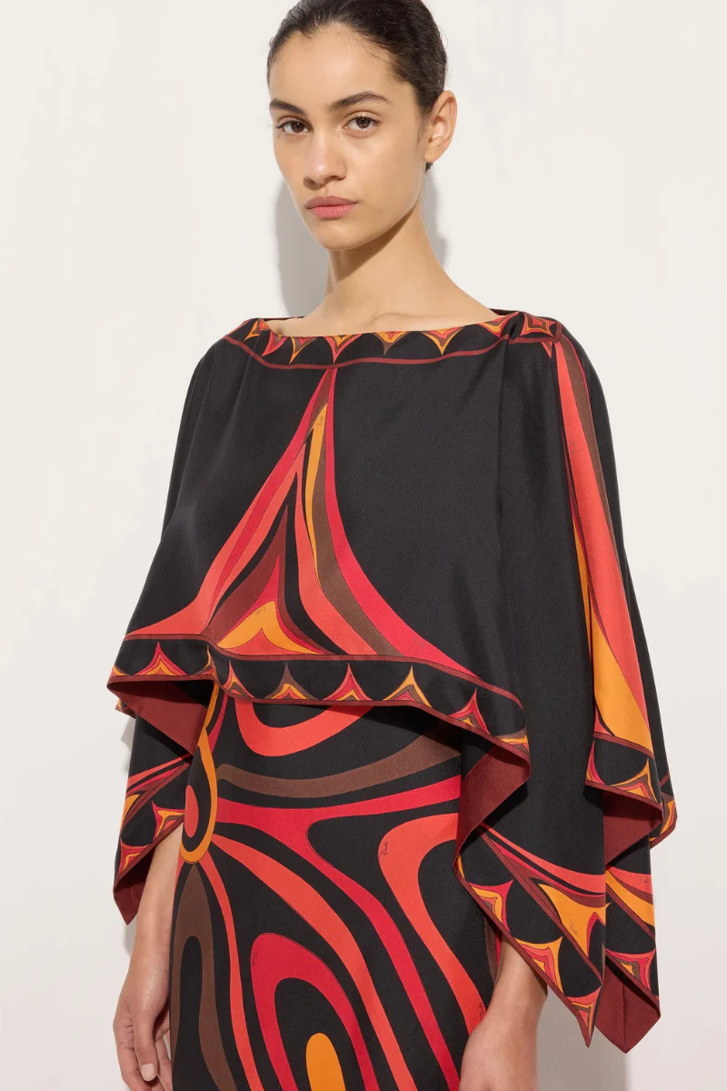 Marmo Print Cape Dress - Image 3