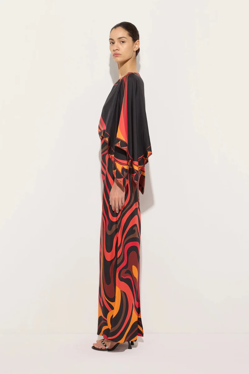Marmo Print Cape Dress - Image 4