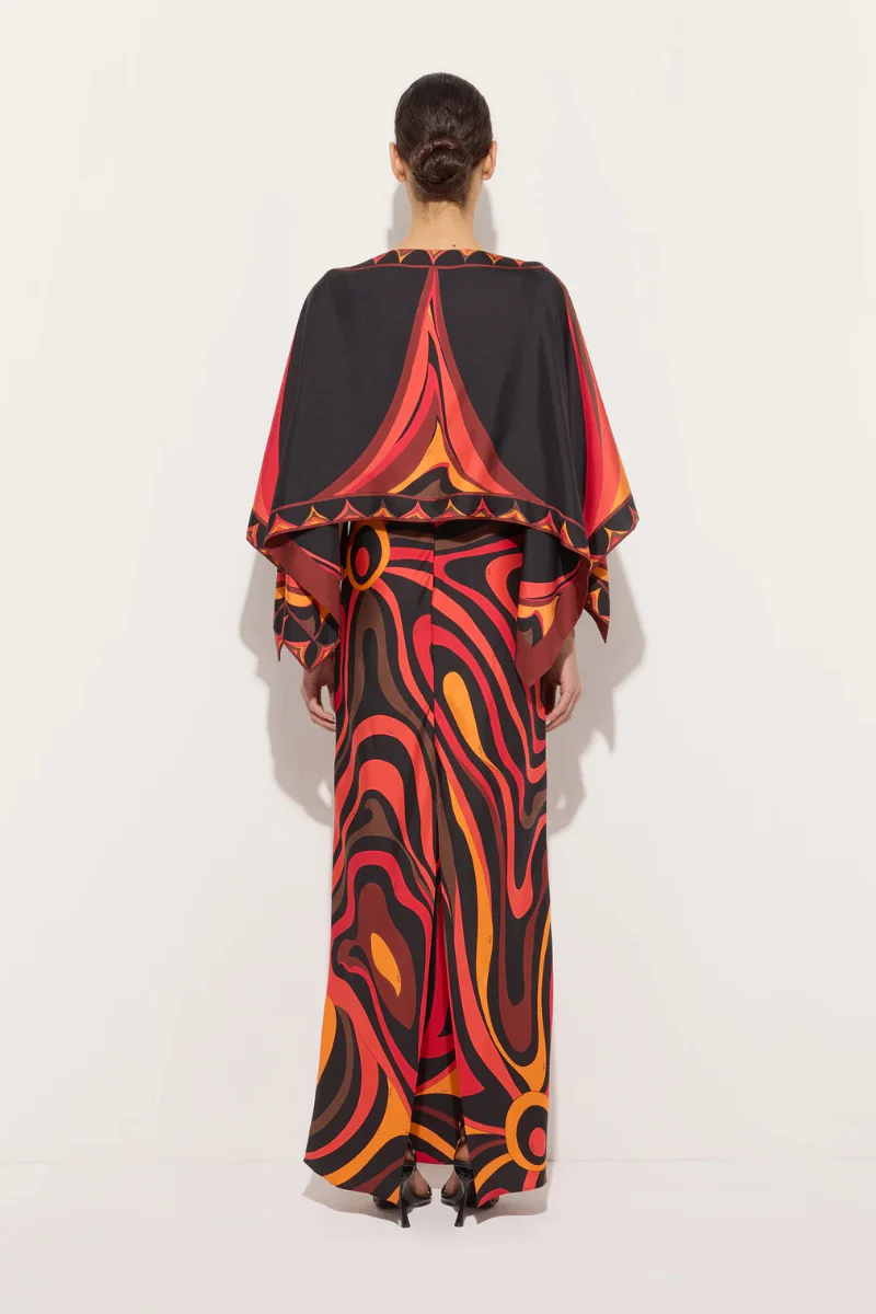Marmo Print Cape Dress - Image 5