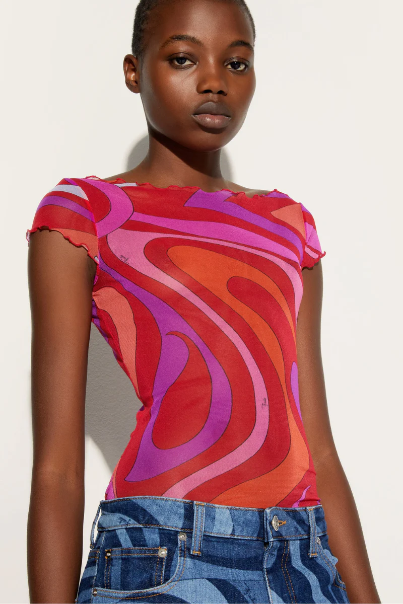 Marmo Print Tulle Top - Image 3