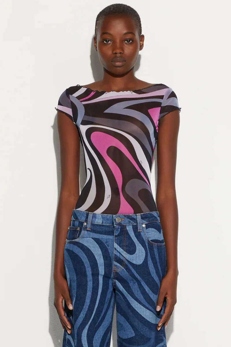 Marmo Print Tulle Top - Image 6