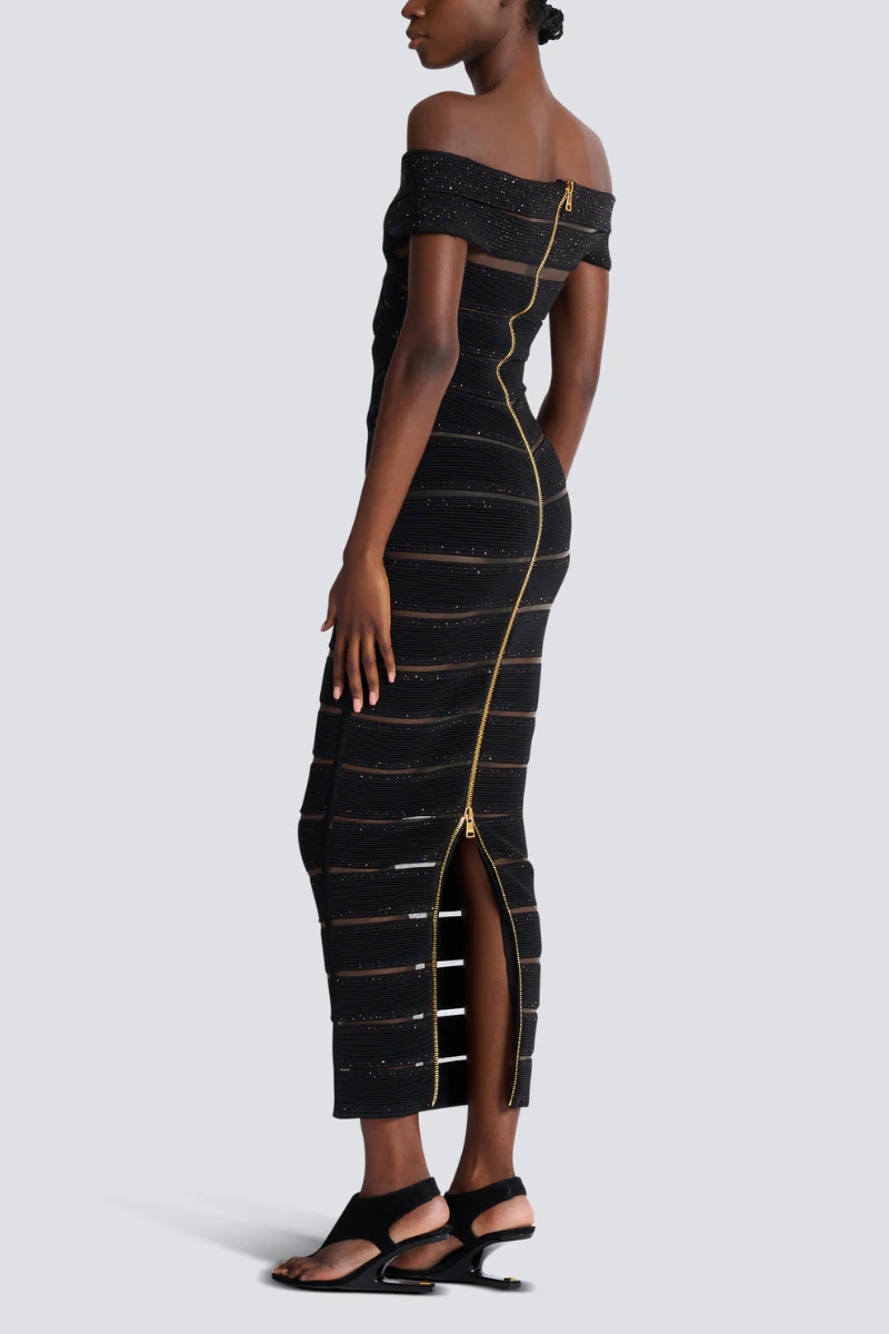 Mesh Knit Bodycon Dress - Image 4