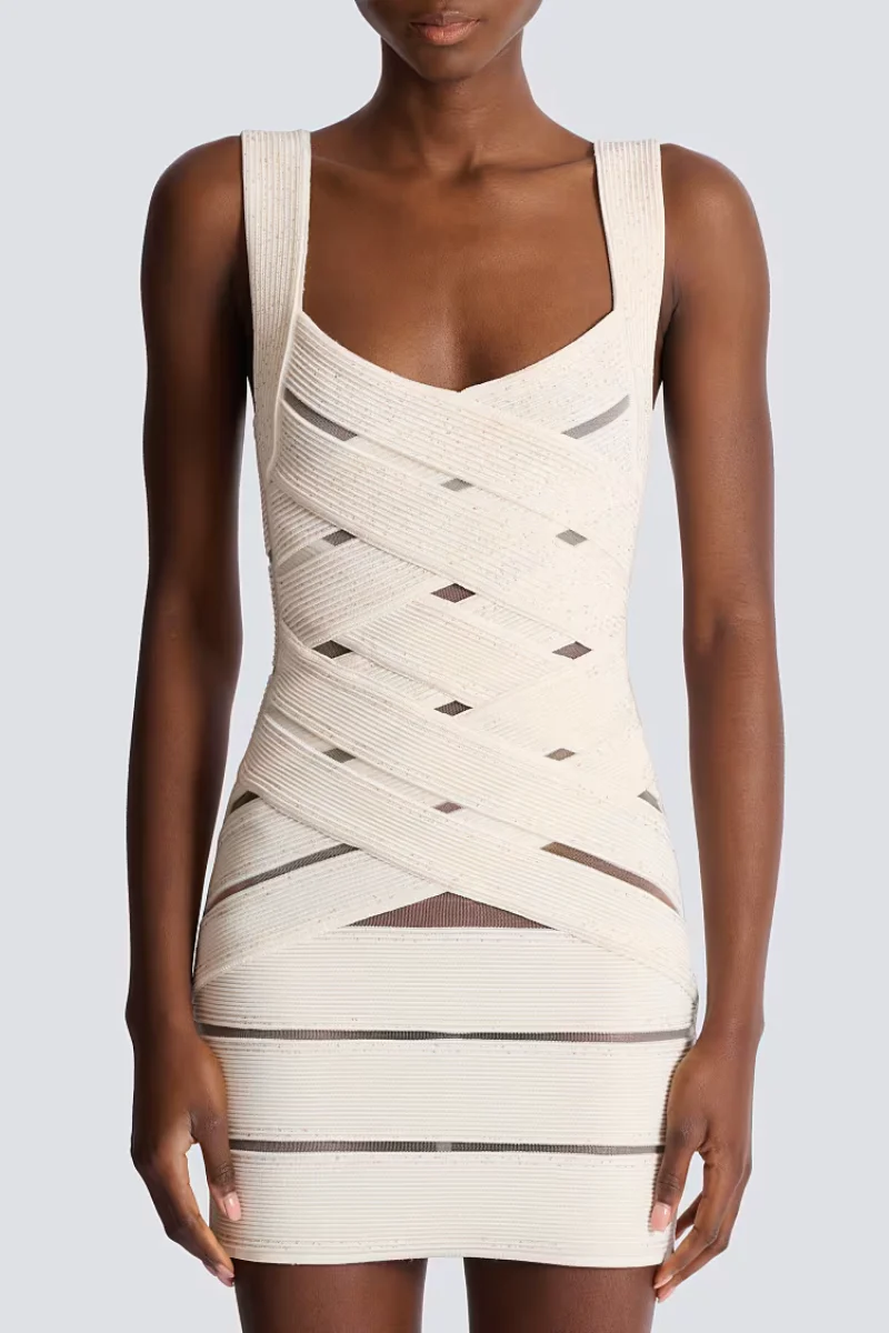 Mesh Knit Bodycon Dress - Image 2