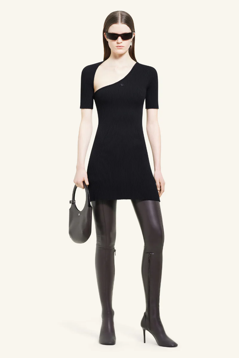 Mini Slash Rib Knit Dress - Image 5