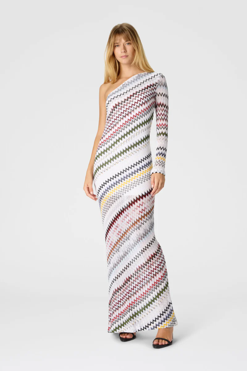 One-Shoulder Micro Chevron Gown - Image 2