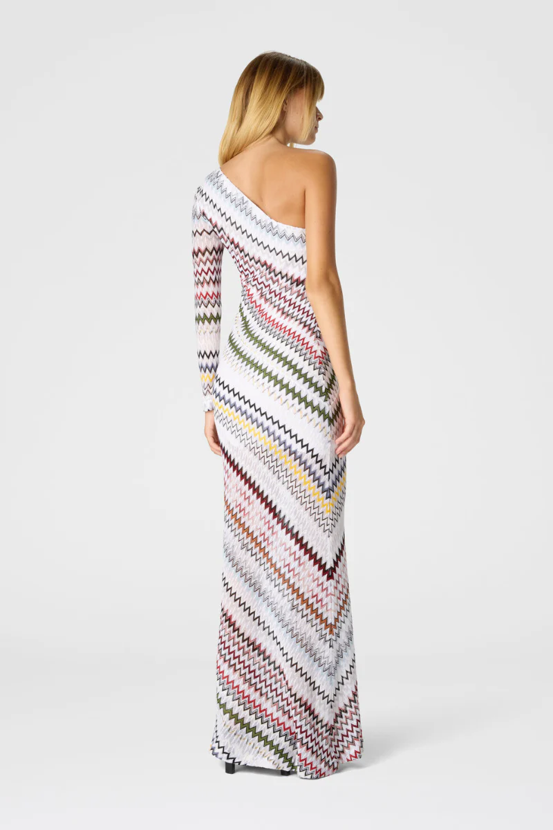 One-Shoulder Micro Chevron Gown - Image 3
