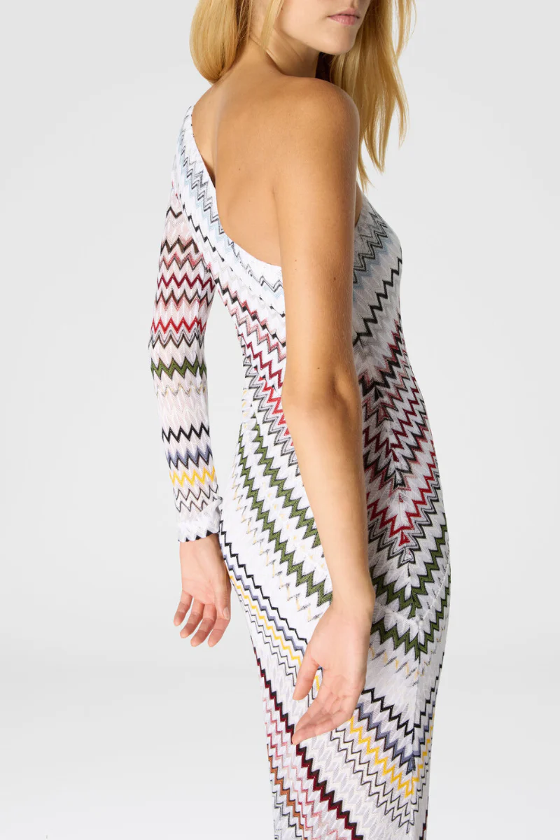 One-Shoulder Micro Chevron Gown - Image 4