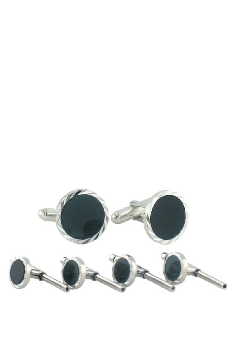 Onyx Diamond Cut Stud Set