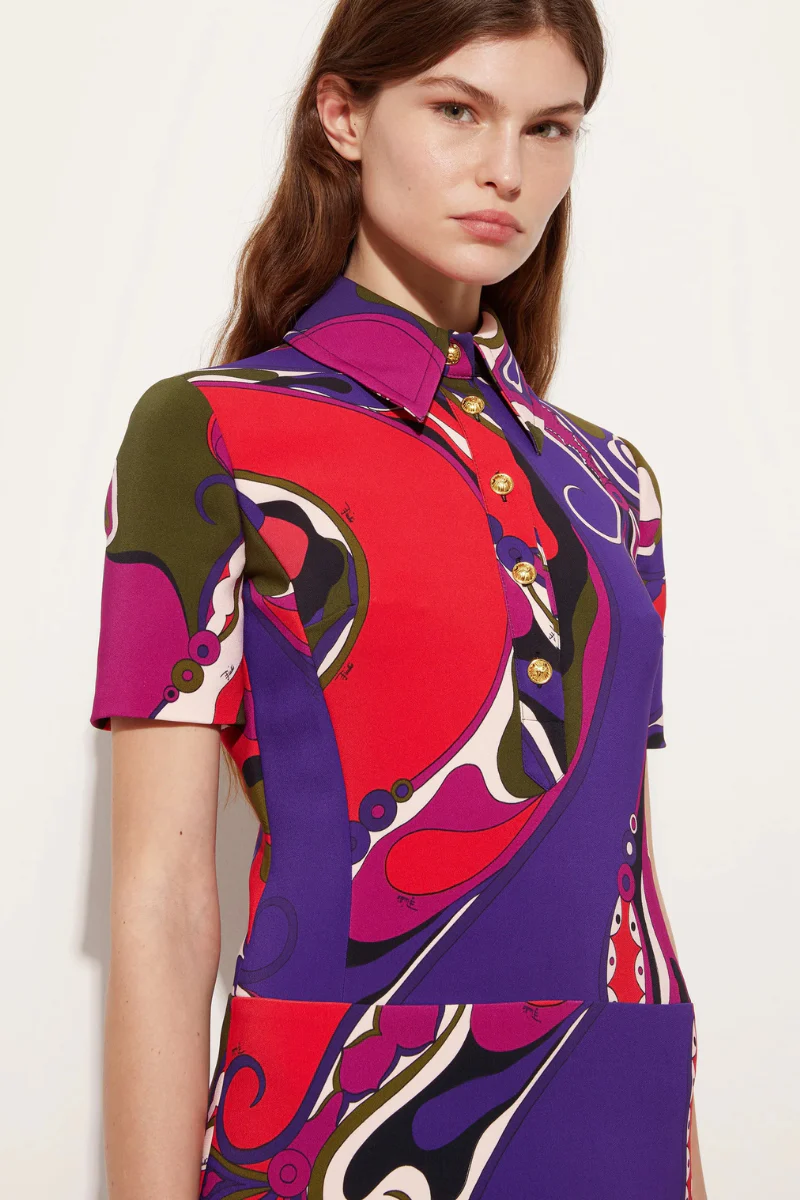 Orchidee Print Short Dress - Image 3