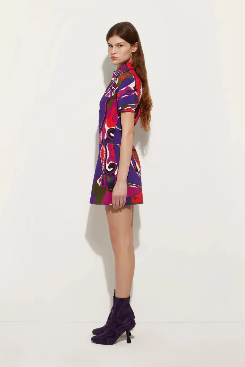Orchidee Print Short Dress - Image 4