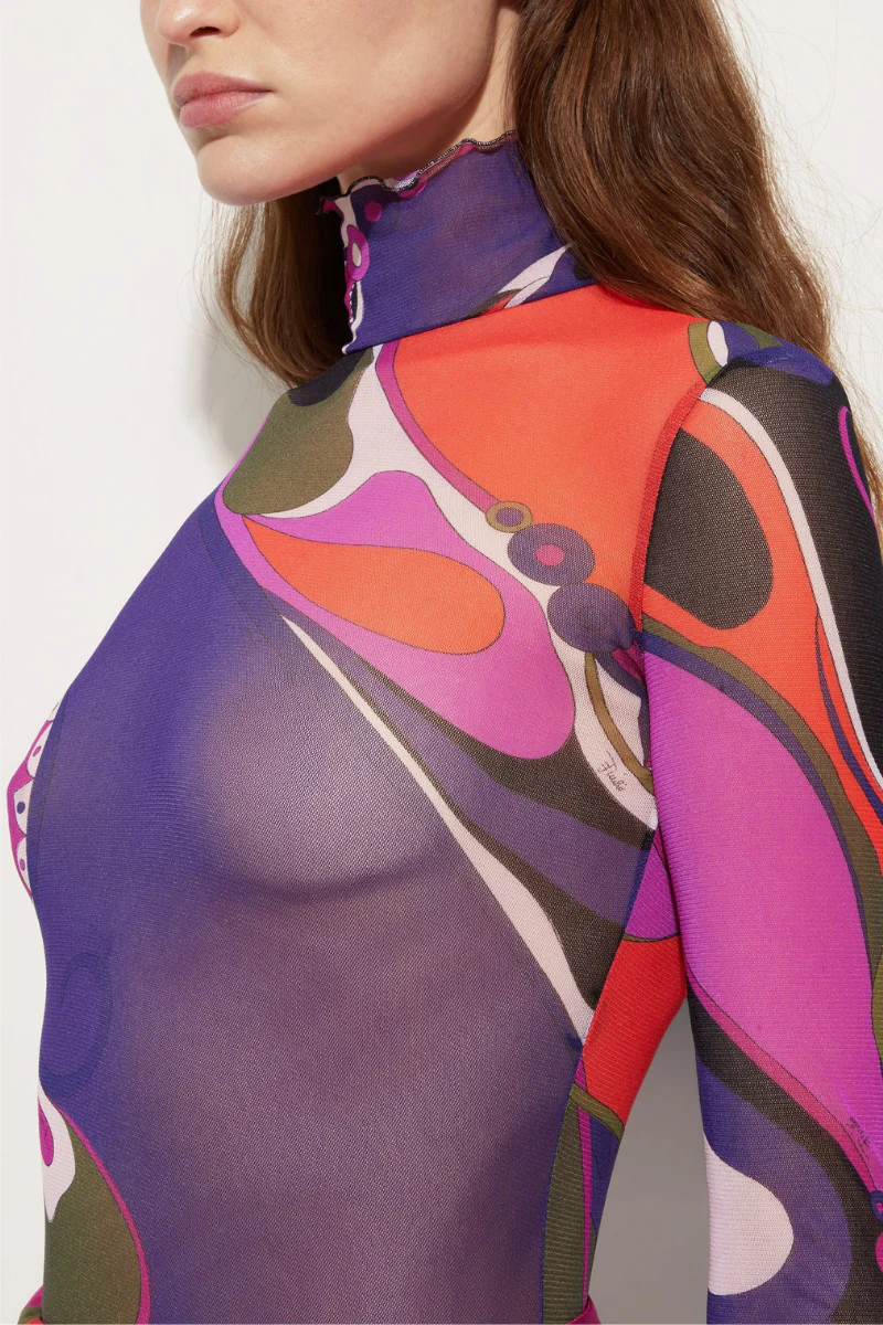 Orchidee Print Tulle Top - Image 3