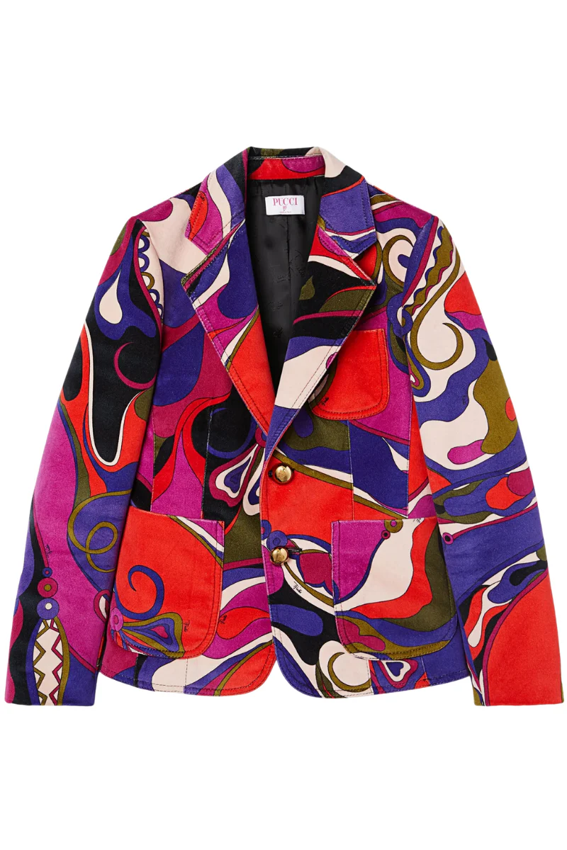 Orchidee Print Velvet Jacket
