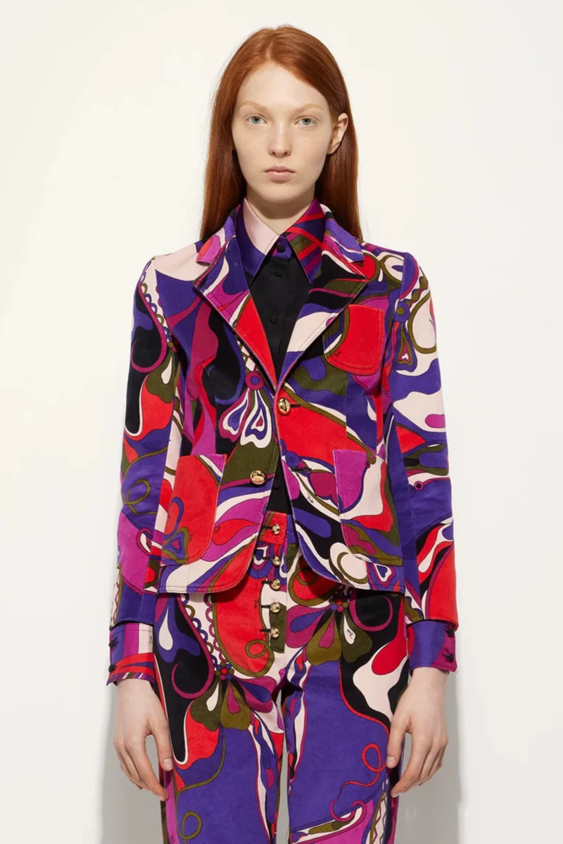 Orchidee Print Velvet Jacket - Image 2