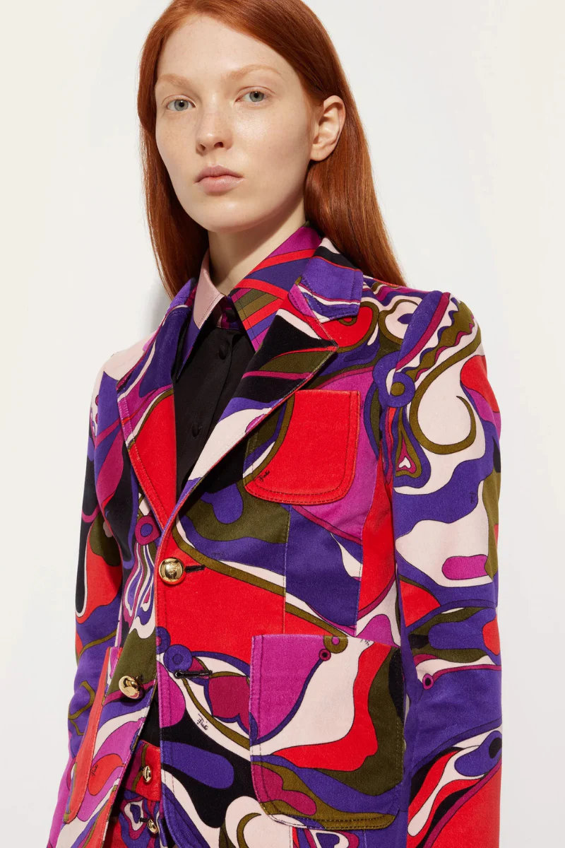 Orchidee Print Velvet Jacket - Image 3