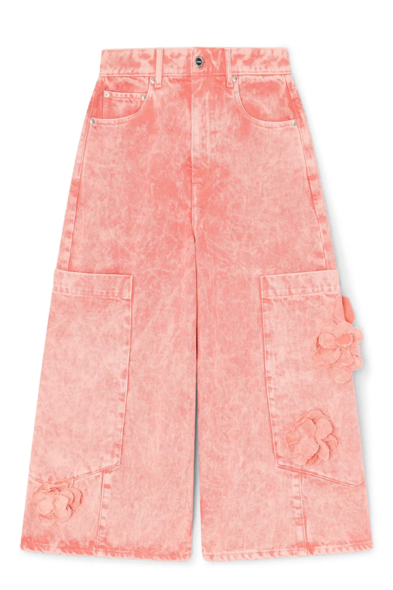 Overdyed Denim Cropped Baggy Cargo Jeans