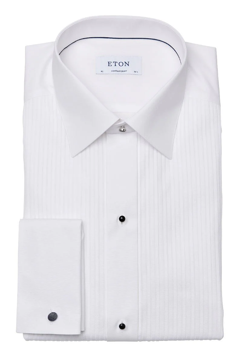 Plissé Black Tie Shirt, Slim