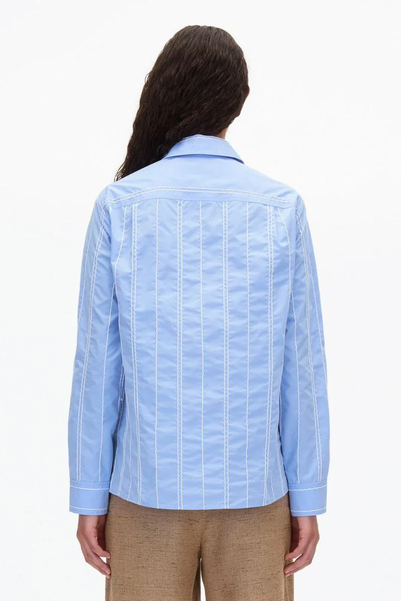Poplin Shirt with Wave Embroidery - Image 10