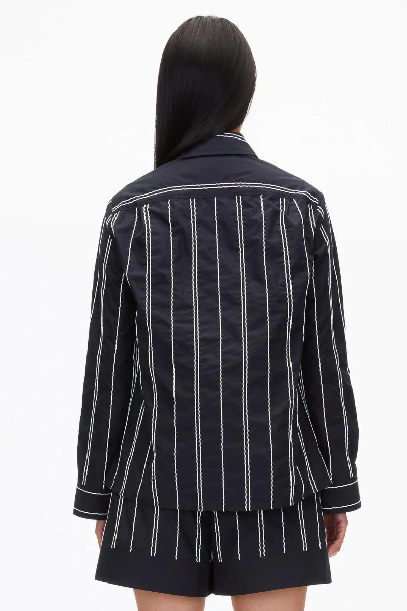 Poplin Shirt with Wave Embroidery - Image 3