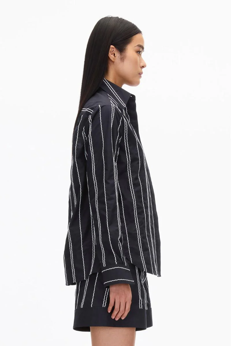 Poplin Shirt with Wave Embroidery - Image 4