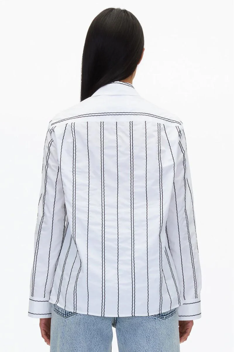 Poplin Shirt with Wave Embroidery - Image 7