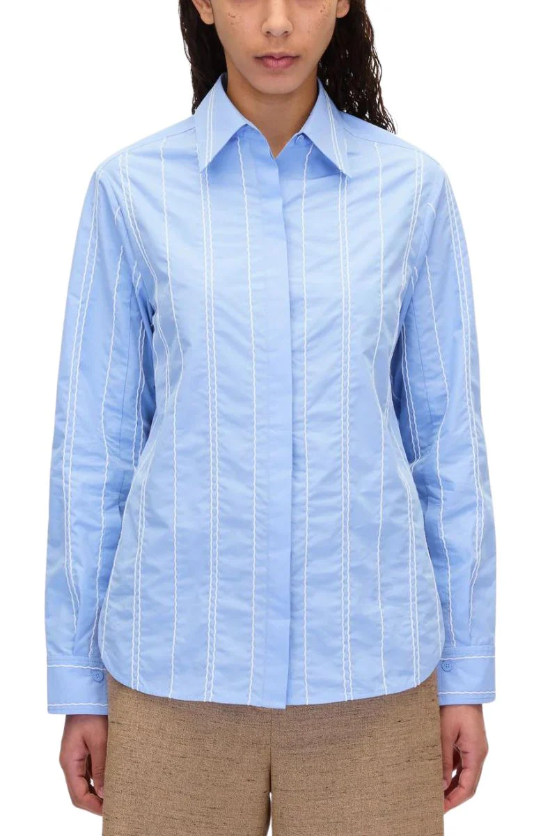 Poplin Shirt with Wave Embroidery - Image 8