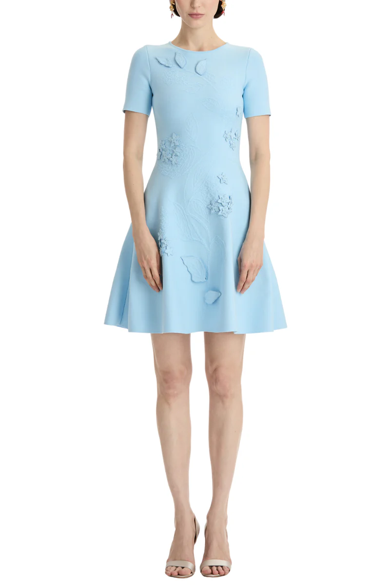 Porcelain Flower Appliqué Dress