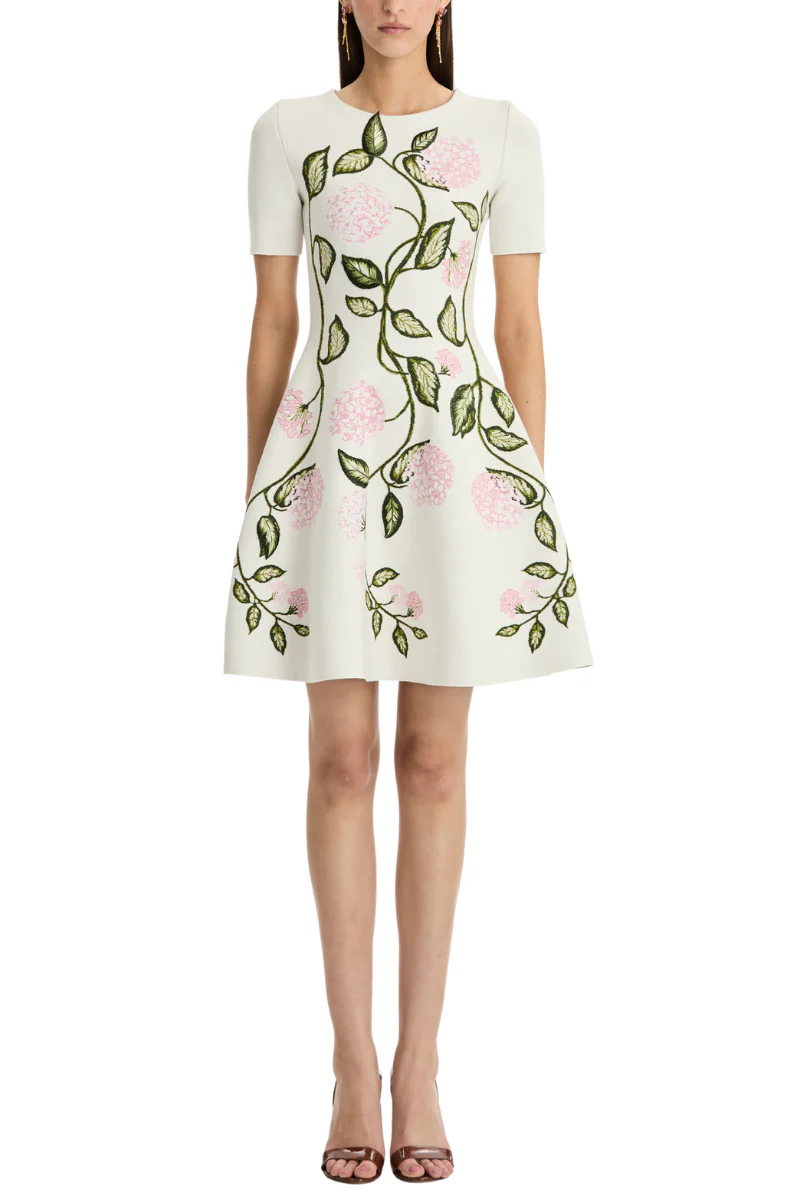 Porcelain Flower Jacquard Dress