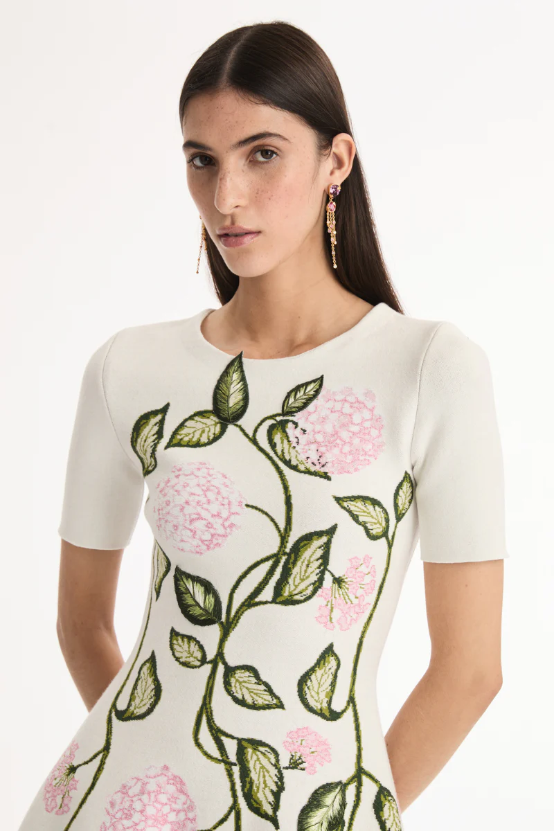 Porcelain Flower Jacquard Dress - Image 2