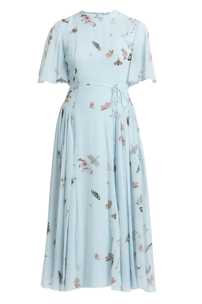 Printed Silk Voile Midi Dress
