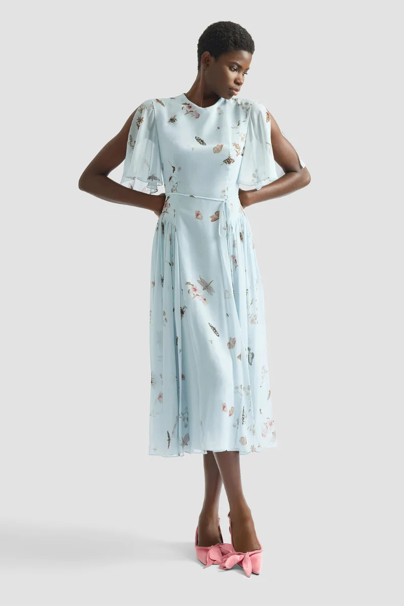 Printed Silk Voile Midi Dress - Image 2