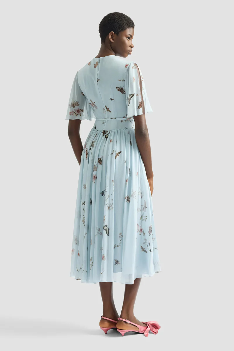 Printed Silk Voile Midi Dress - Image 3