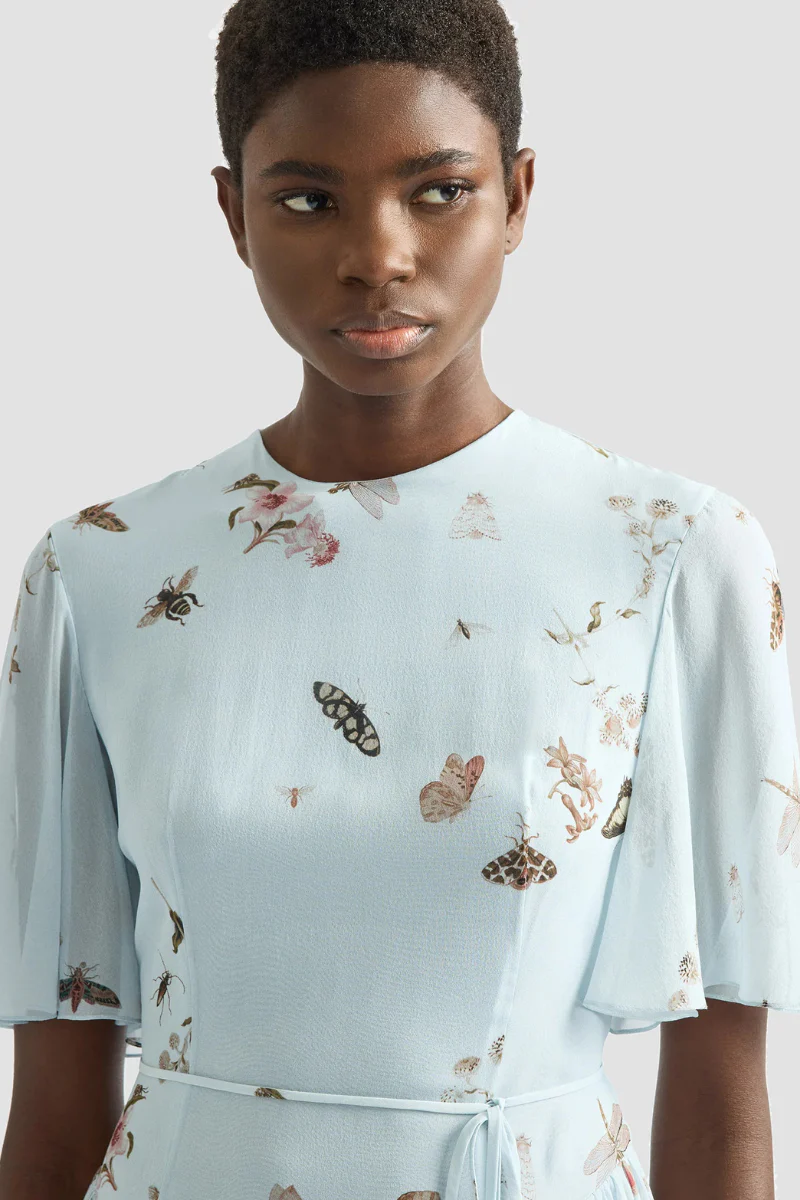 Printed Silk Voile Midi Dress - Image 4