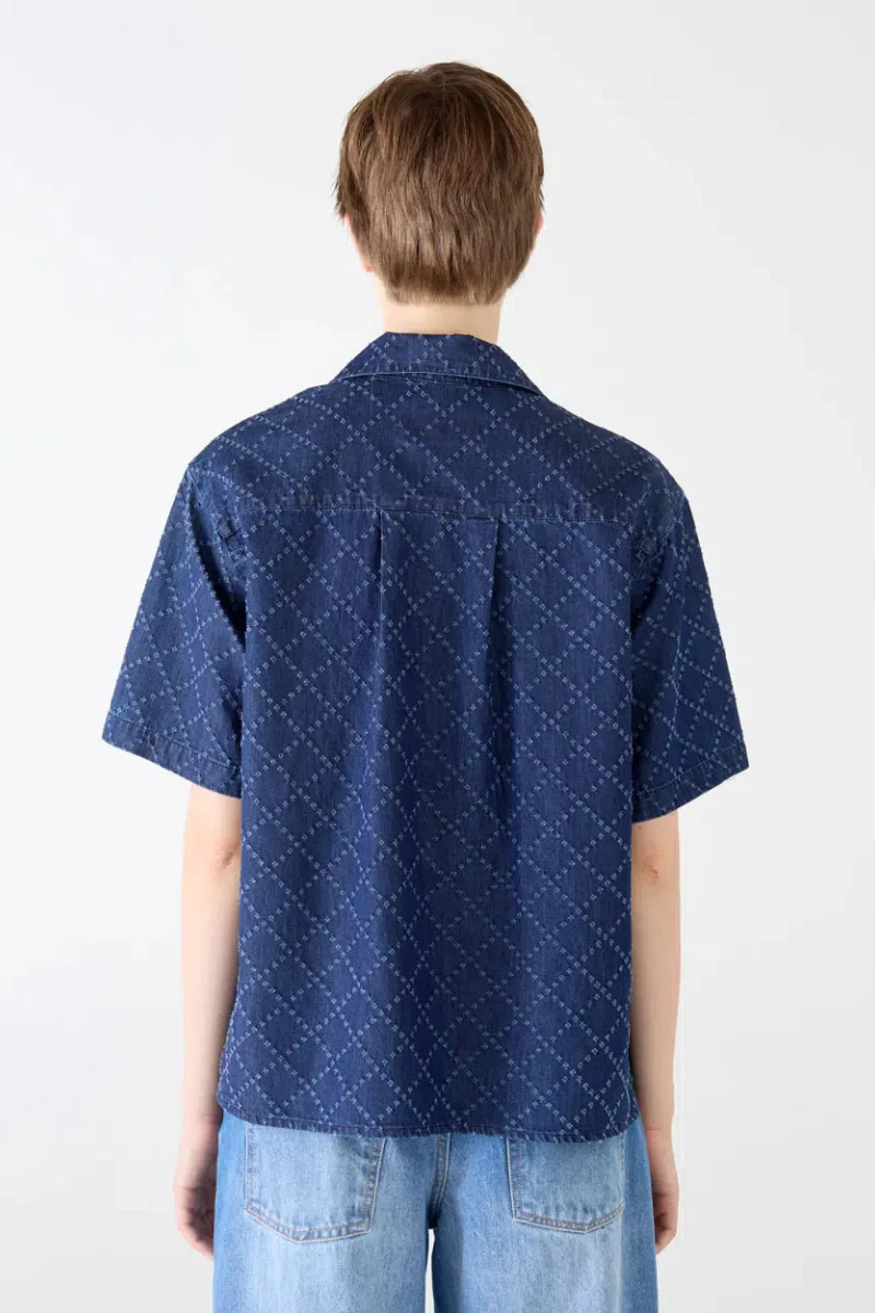 Quilted Chambray Polo Shirt - Image 3